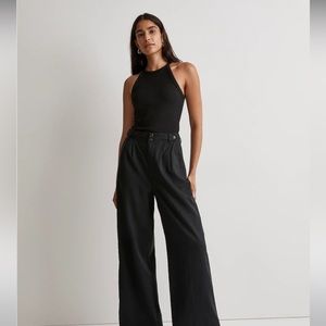 Madewell Black Ribbed Cutaway Crewneck Tank Size Small NWT